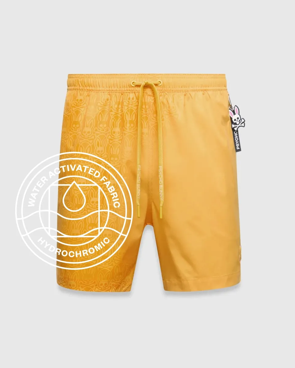 Psycho Bunny Men's Swimwear Samos B6W453F200 boxer mare 6″ giallo