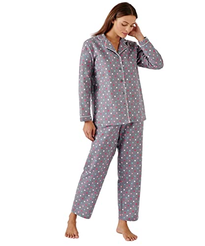 Damart Homewear Pigiama in flanella di cotone donna grigio piselli S