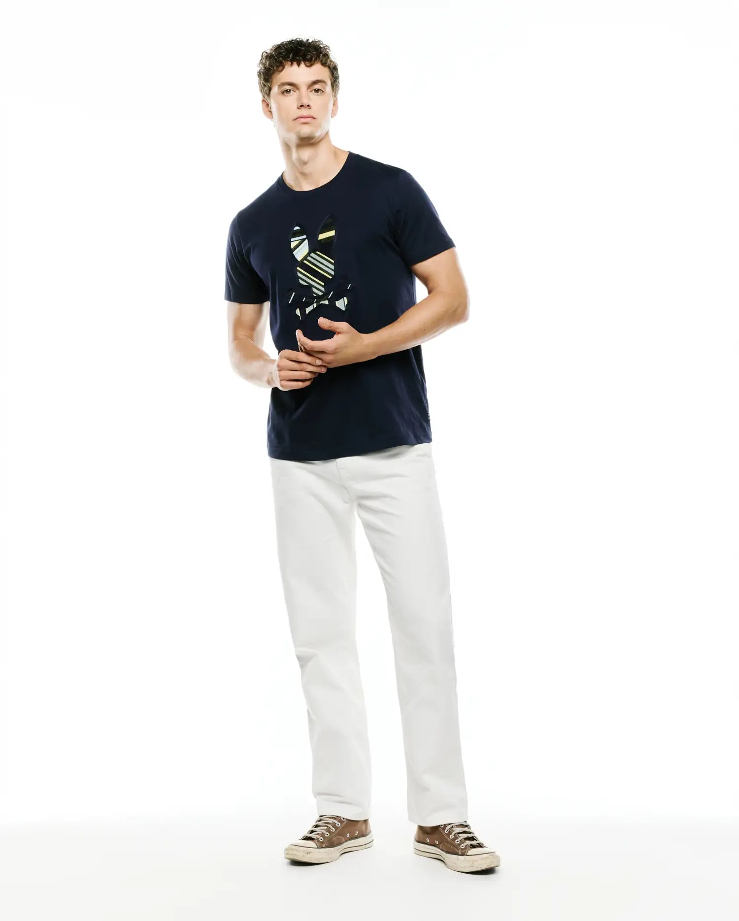 Psycho Bunny Men's Tees Drew Graphic Tee maglietta blu cotone Pima
