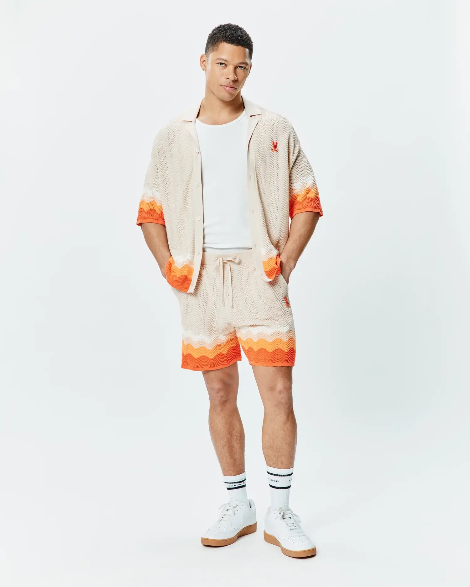 Psycho Bunny Men's Shirts Holden Relaxed Fit Knit Shirt camicia Sandshell XXS-XXXL cotone