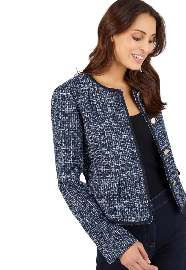 Damart Prêt-à-porter Giacca Effetto Tweed Ganse Donna Fantasia giacca taglia 56