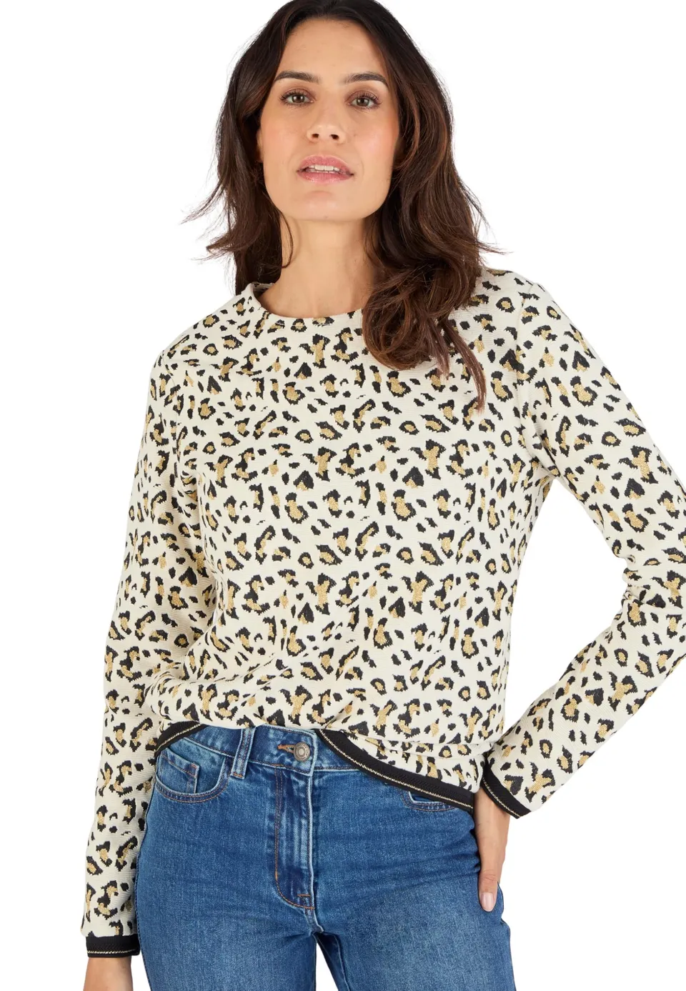 Damart Prêt-à-porter felpa jacquard stampa animalier donna 38-40