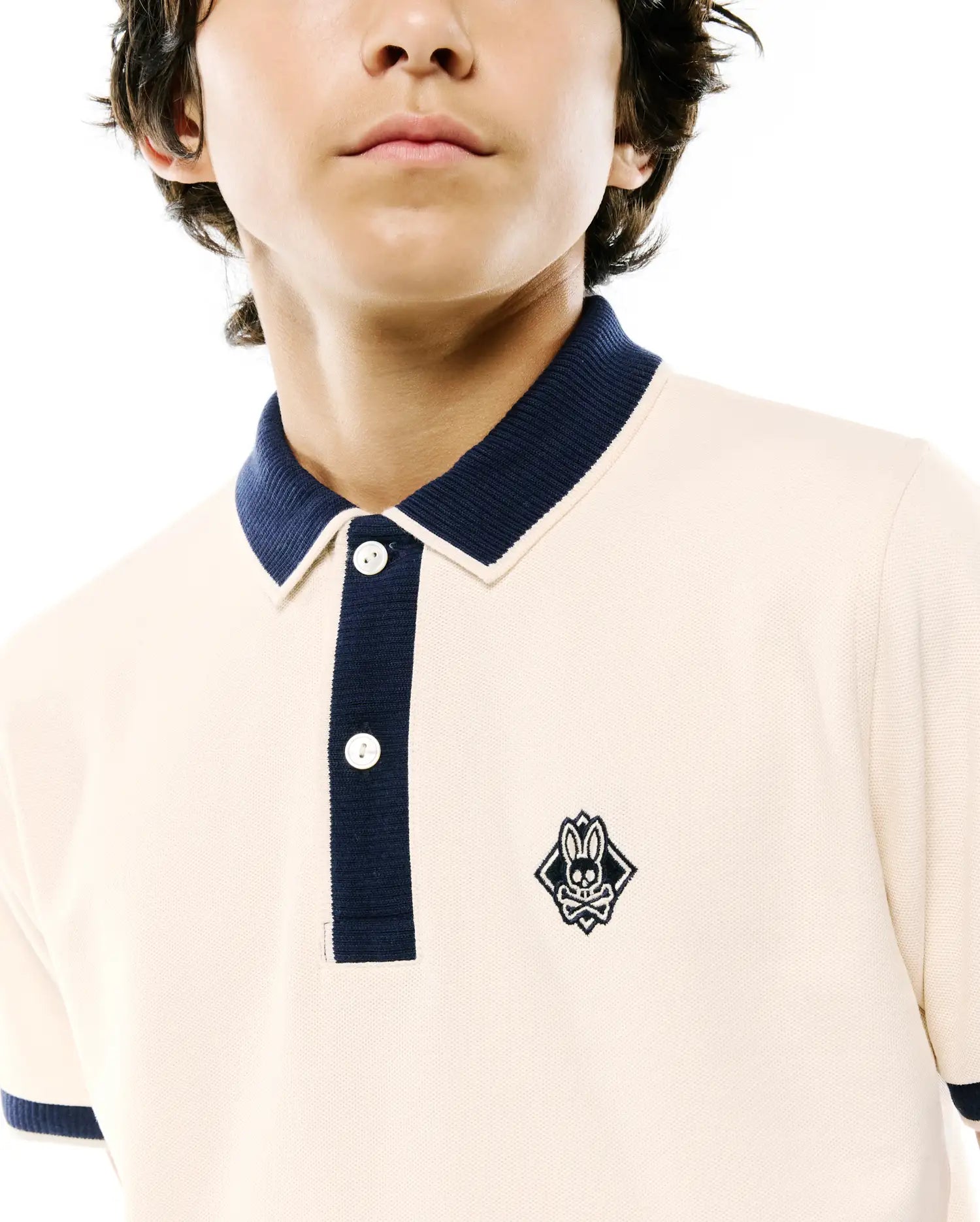 Psycho Bunny Kids Polo Shirts Robin Piqué Polo KT0100157 polo grigia e bianca