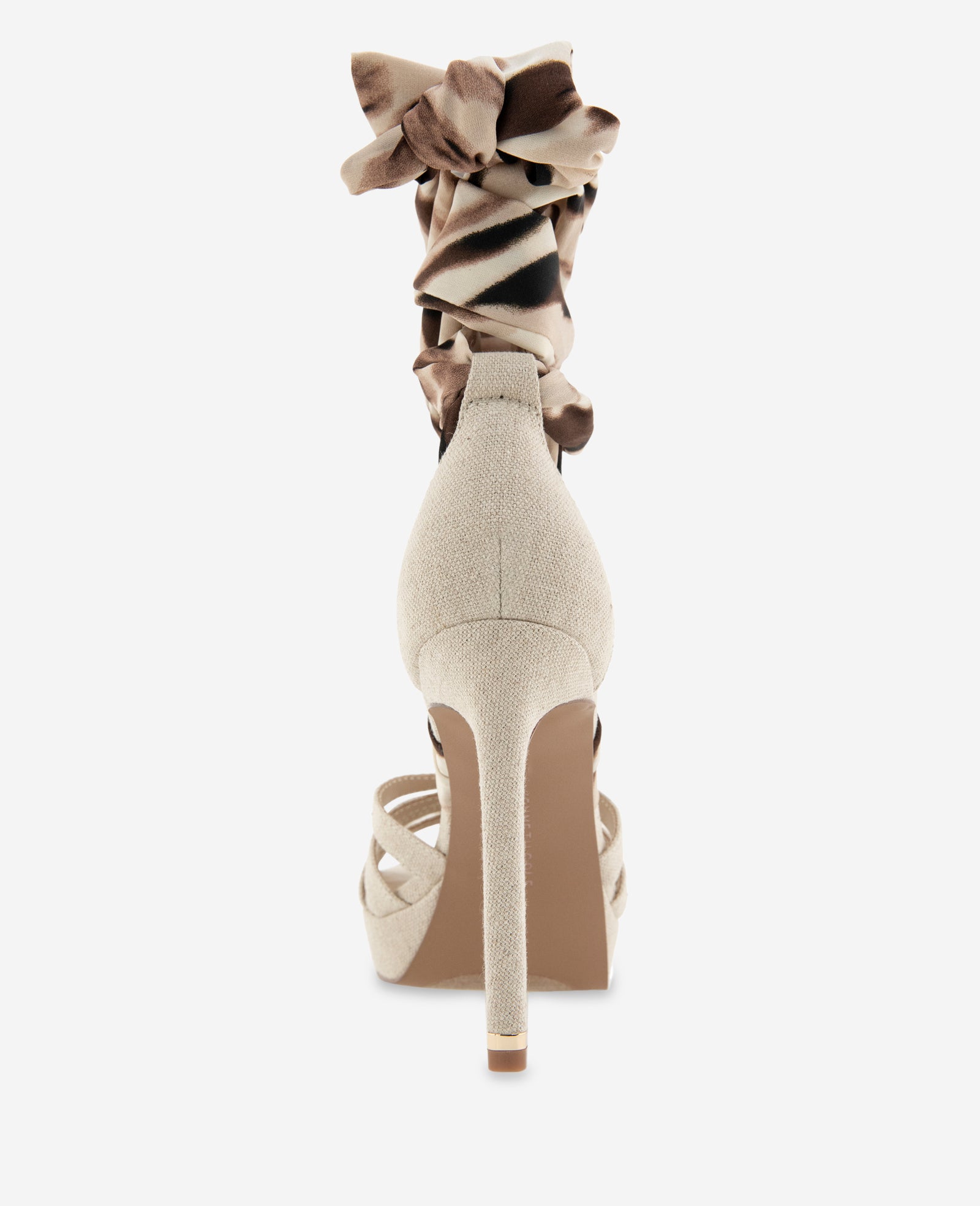Kenneth Cole Reaction Shoes Nikkii Printed Fabric Wrap Around Platform Heel sandali zeppa tessuto