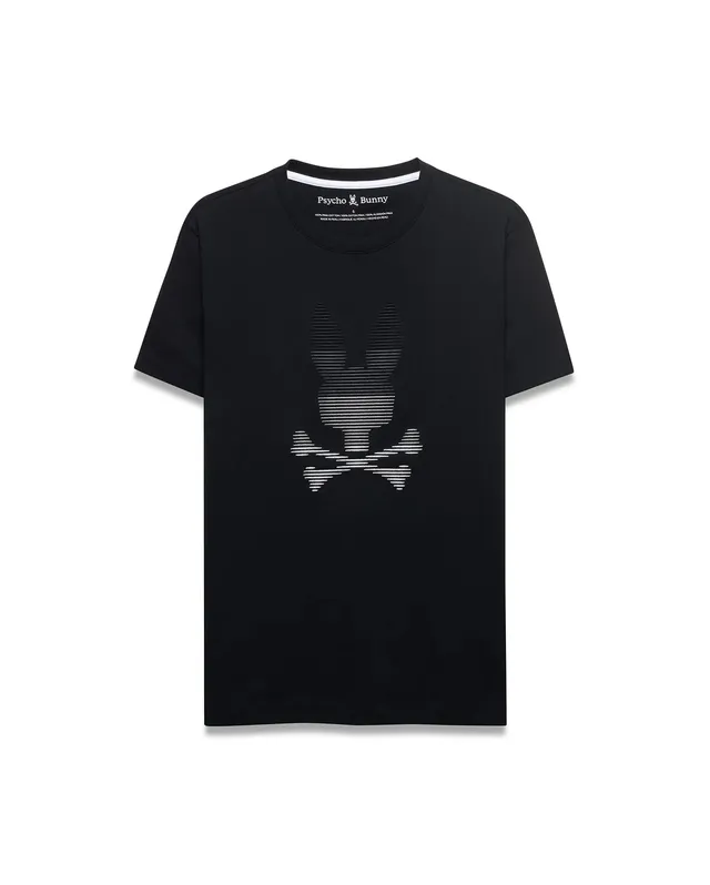 Psycho Bunny Men's Tees MEN'S SLADE BUNNY GRAPHIC TEE MT0200452 T-shirt nera in cotone Pima