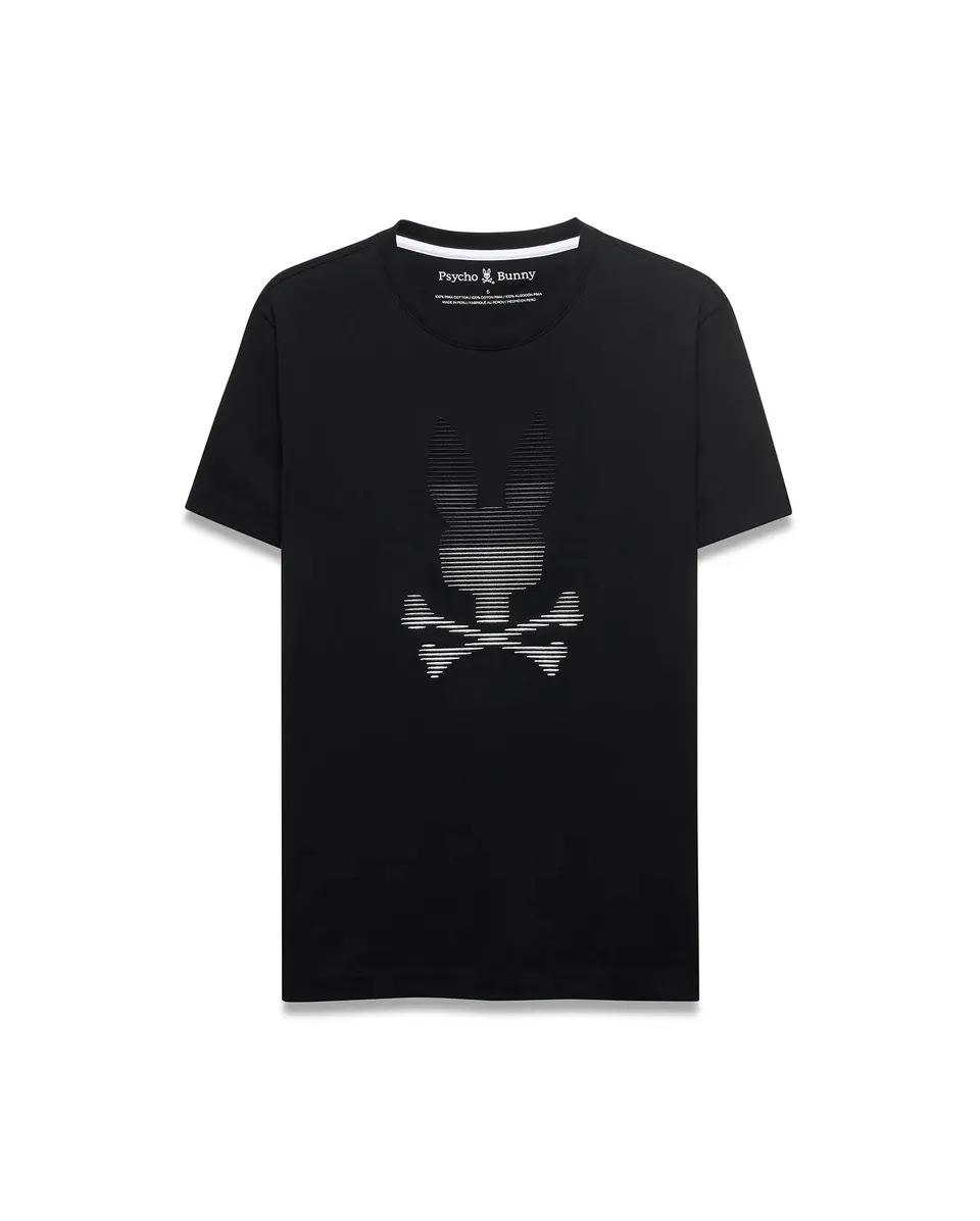 Psycho Bunny Men's Tees MEN'S SLADE BUNNY GRAPHIC TEE MT0200452 T-shirt nera in cotone Pima