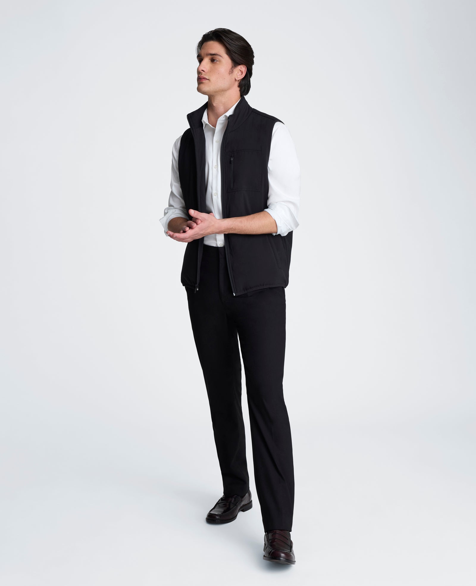 Kenneth Cole Reaction Mixed Media Vest gilet nero leggero imbottito