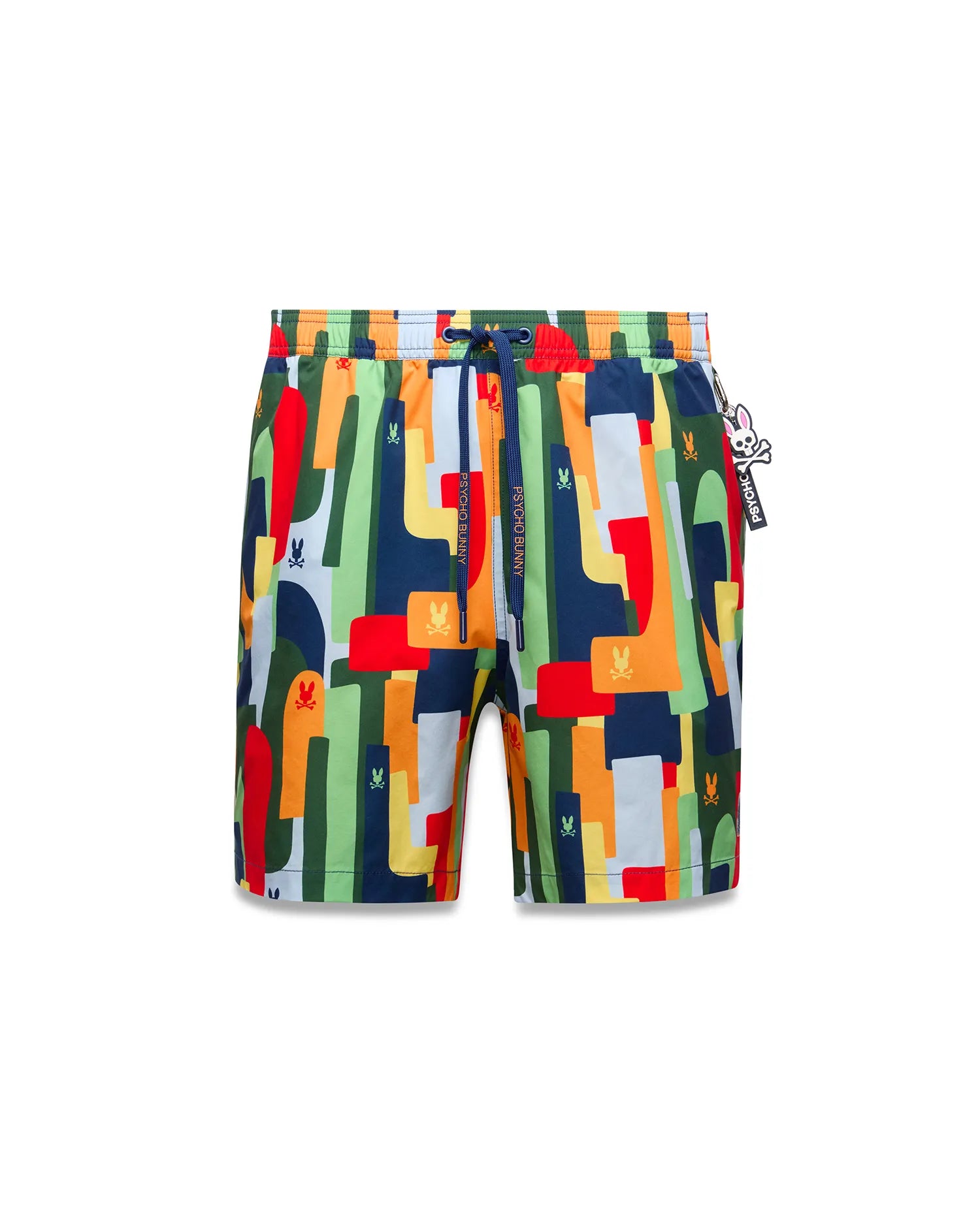 Psycho Bunny Men's Swimwear MENS WES ALL-OVER PRINT SWIM TRUNKS costume da bagno blu navy XXS