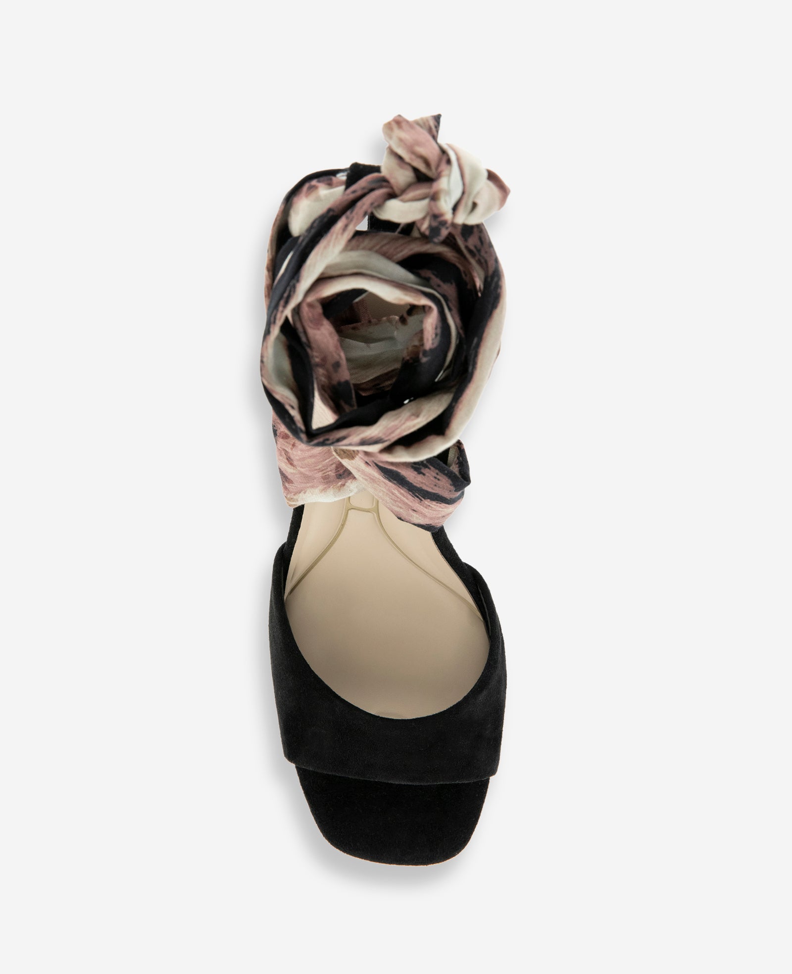 Kenneth Cole Reaction Shoes Fabia Printed Fabric Wrap Around Suede & Raffia Wedge sandali zeppa nero marrone