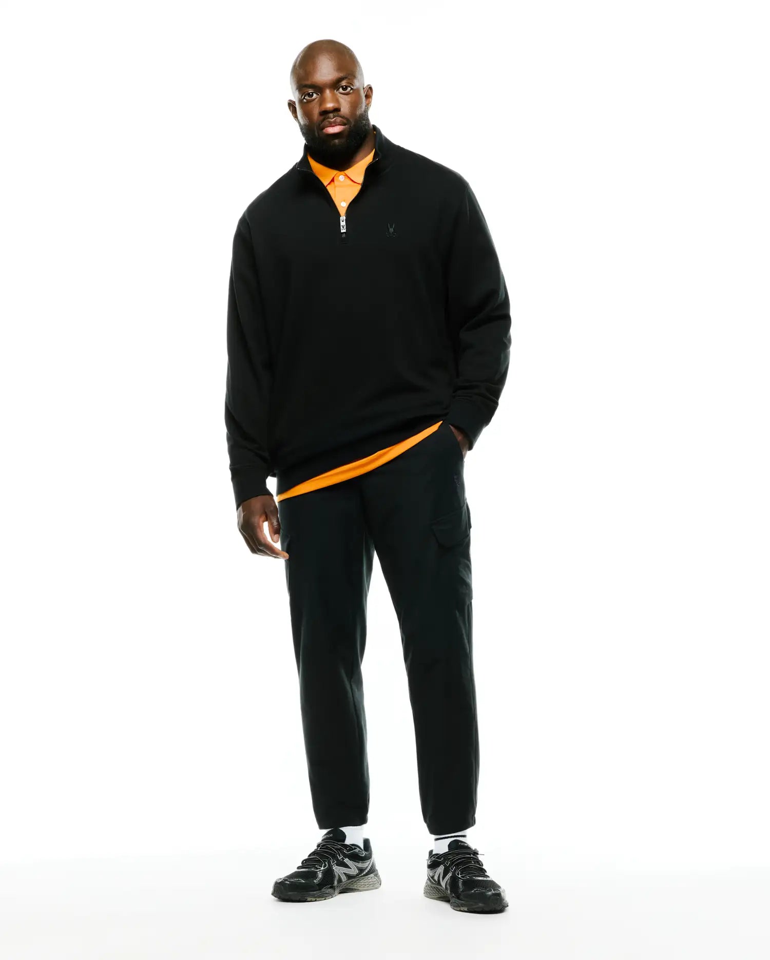 Psycho Bunny Big & Tall BIG AND TALL MARC ZIP SWEATSHIRT BT0500018 felpa nera con zip