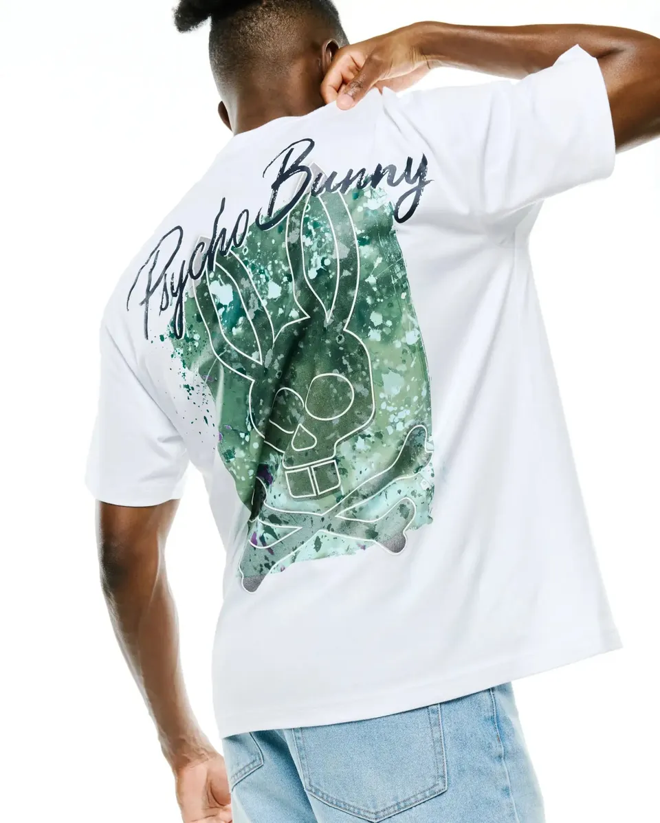 Psycho Bunny Men's Tees MEN'S ISAAC SPLATTER GRAPHIC TEE - MT0200681 t-shirt bianca