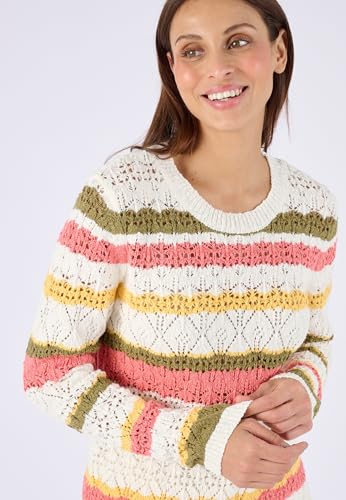 Damart Prêt-à-porter maglia traforata a righe donna 50-52 in cotone