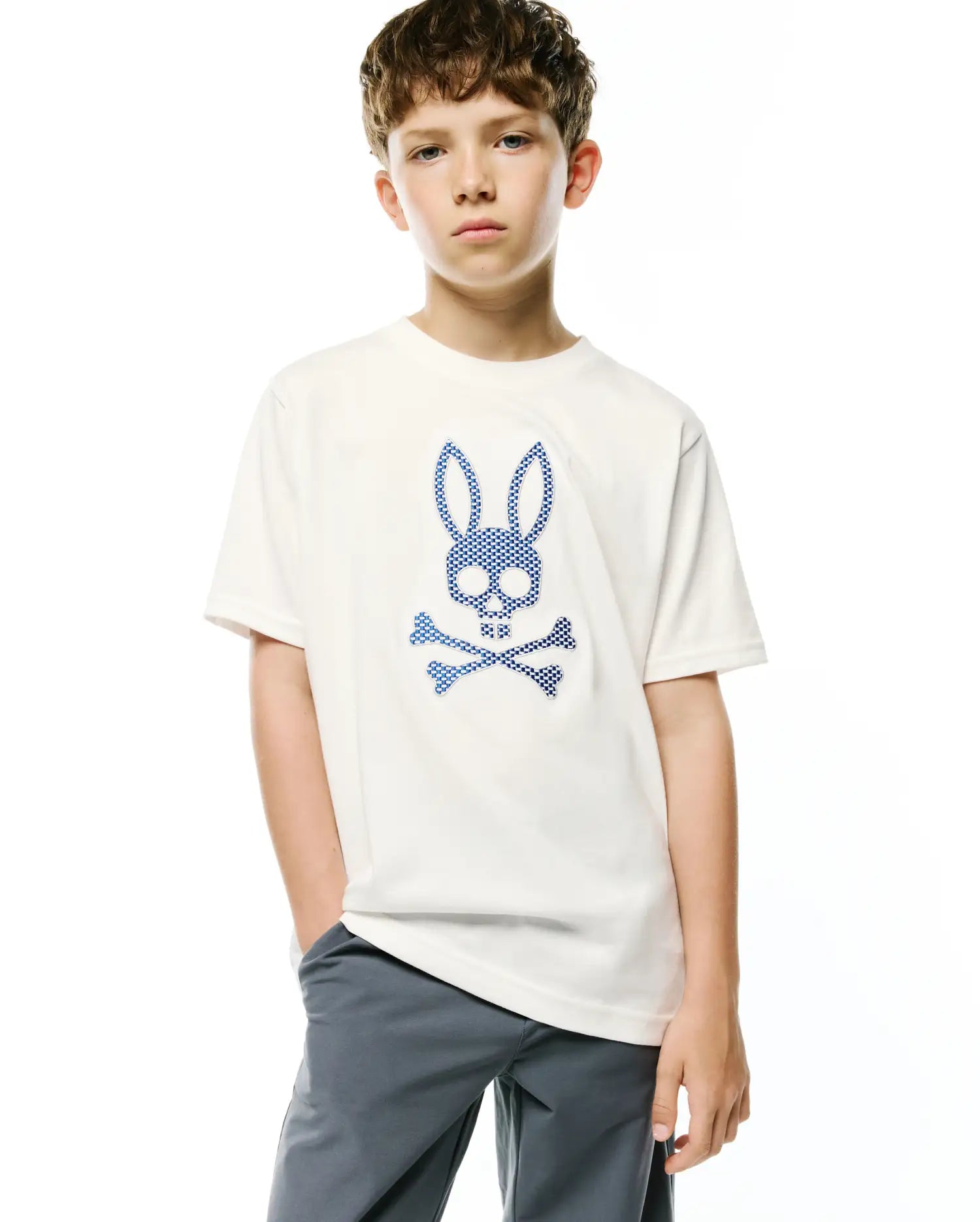 Psycho Bunny Kids Tees Stan Graphic Tee t-shirt bambino ecru grafica