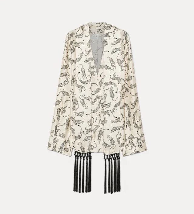 Forte camicie camicia Royal Leopard in raso avorio