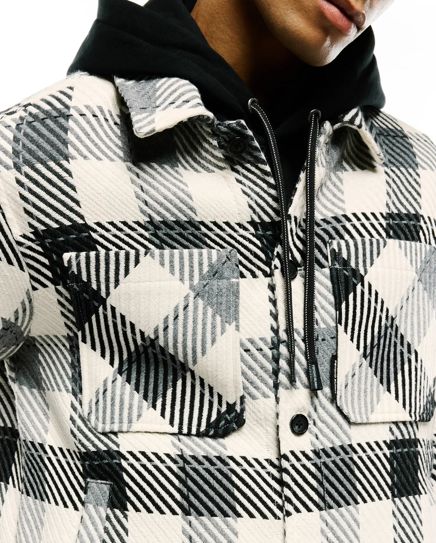 Psycho Bunny Kessler Oversized Plaid Overshirt MT0300230 overshirt bianca