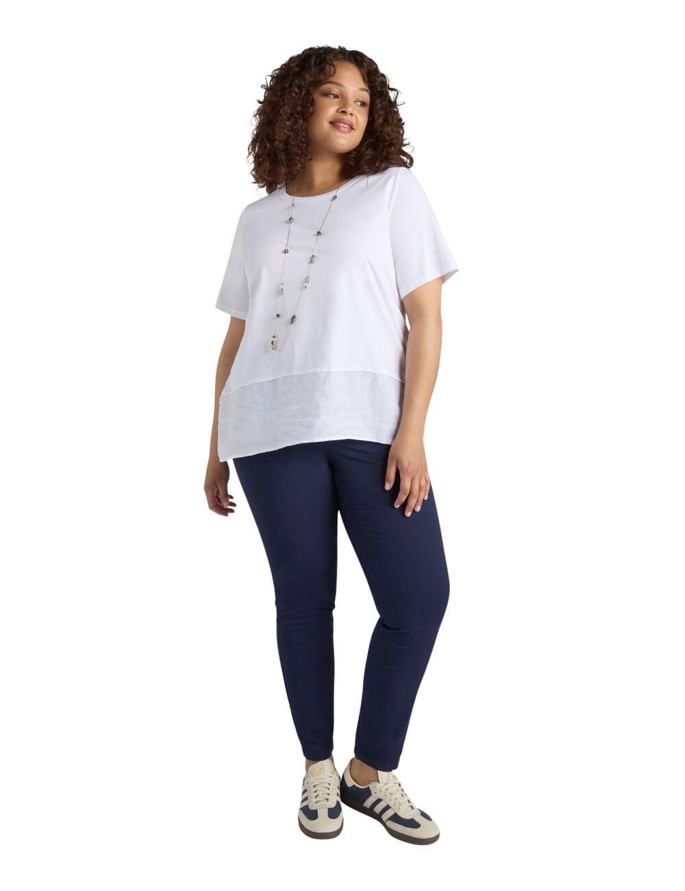 Fiorella Rubino Top e t-shirt T-Shirt Boxy in Due Tessuti cotone e lino