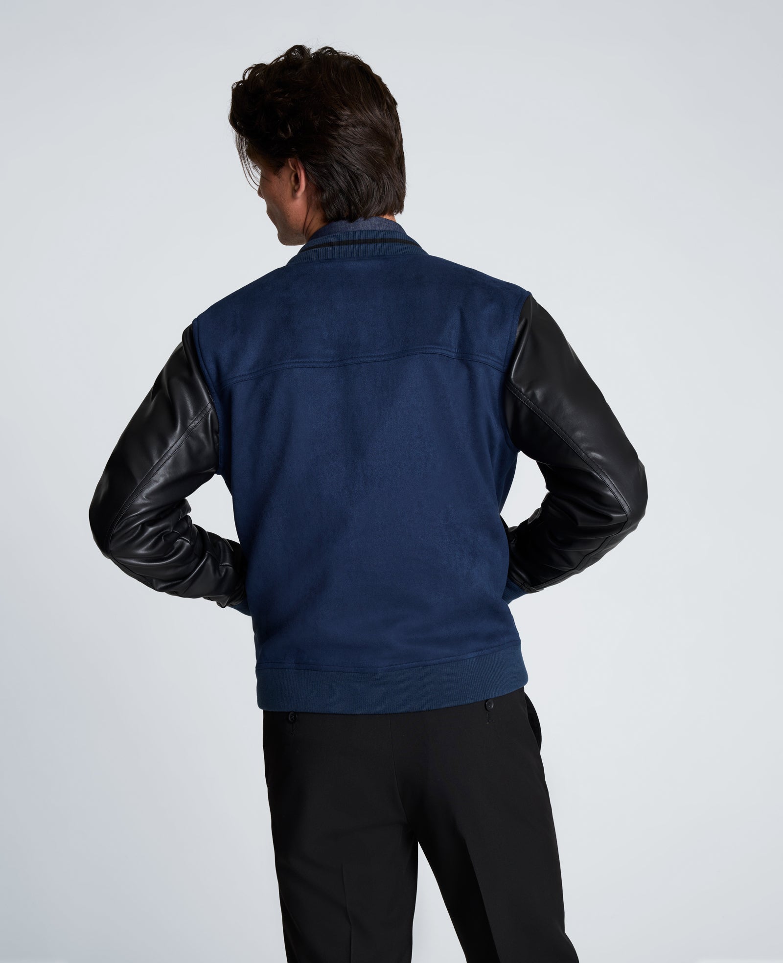 Kenneth Cole Reaction Clothing Varsity Bomber Jacket giacca bomber blu navy S