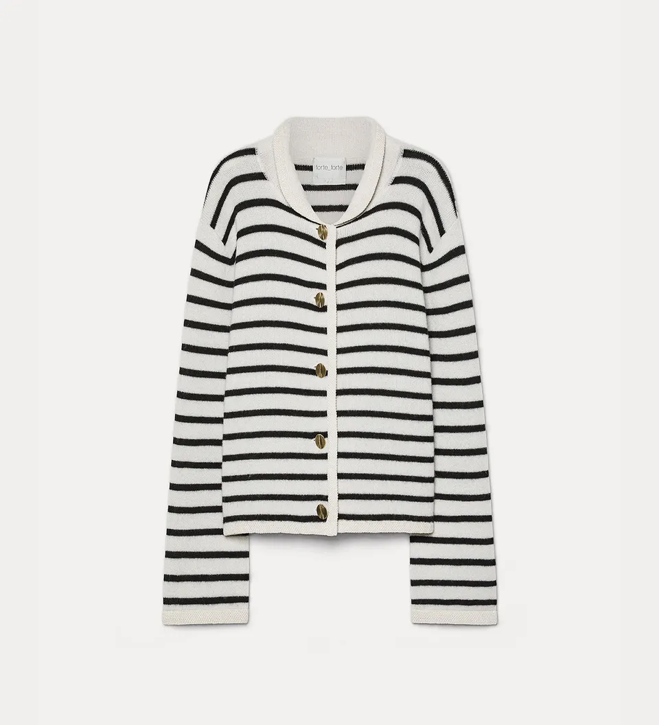 Forte maglieria wool and cashmere knitted jacket giacca pure righe
