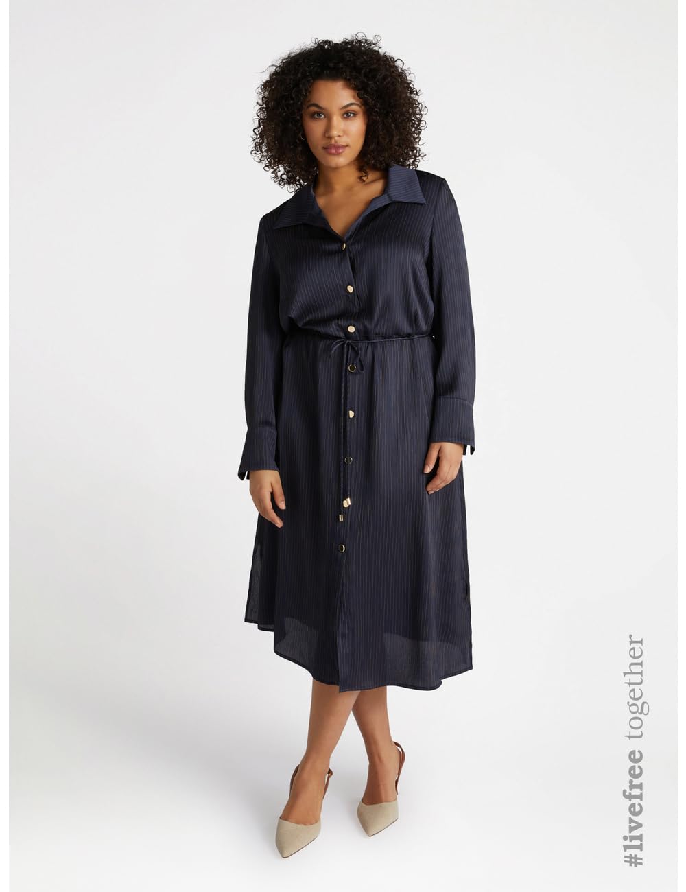 Fiorella Rubino Vestiti Vestito Chemisier con Cintura in Vita 54 Plus