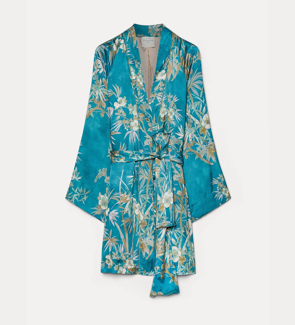 Forte capispalla e kimono Le Bambou Secret kimono satin jade