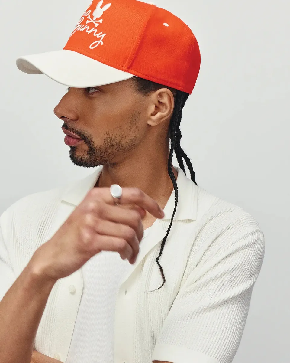 Psycho Bunny Accessories Sable A-Frame Trucker Cap cappellino rosso cotone