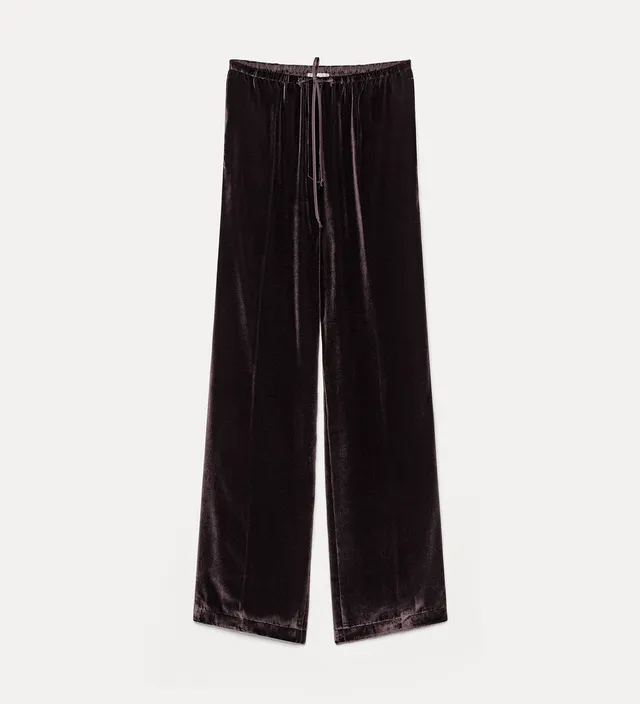 Forte pantaloni pantaloni in velluto marrone con coulisse