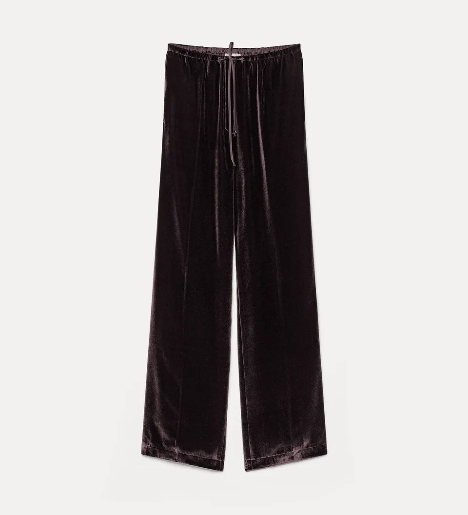 Forte pantaloni pantaloni in velluto marrone con coulisse