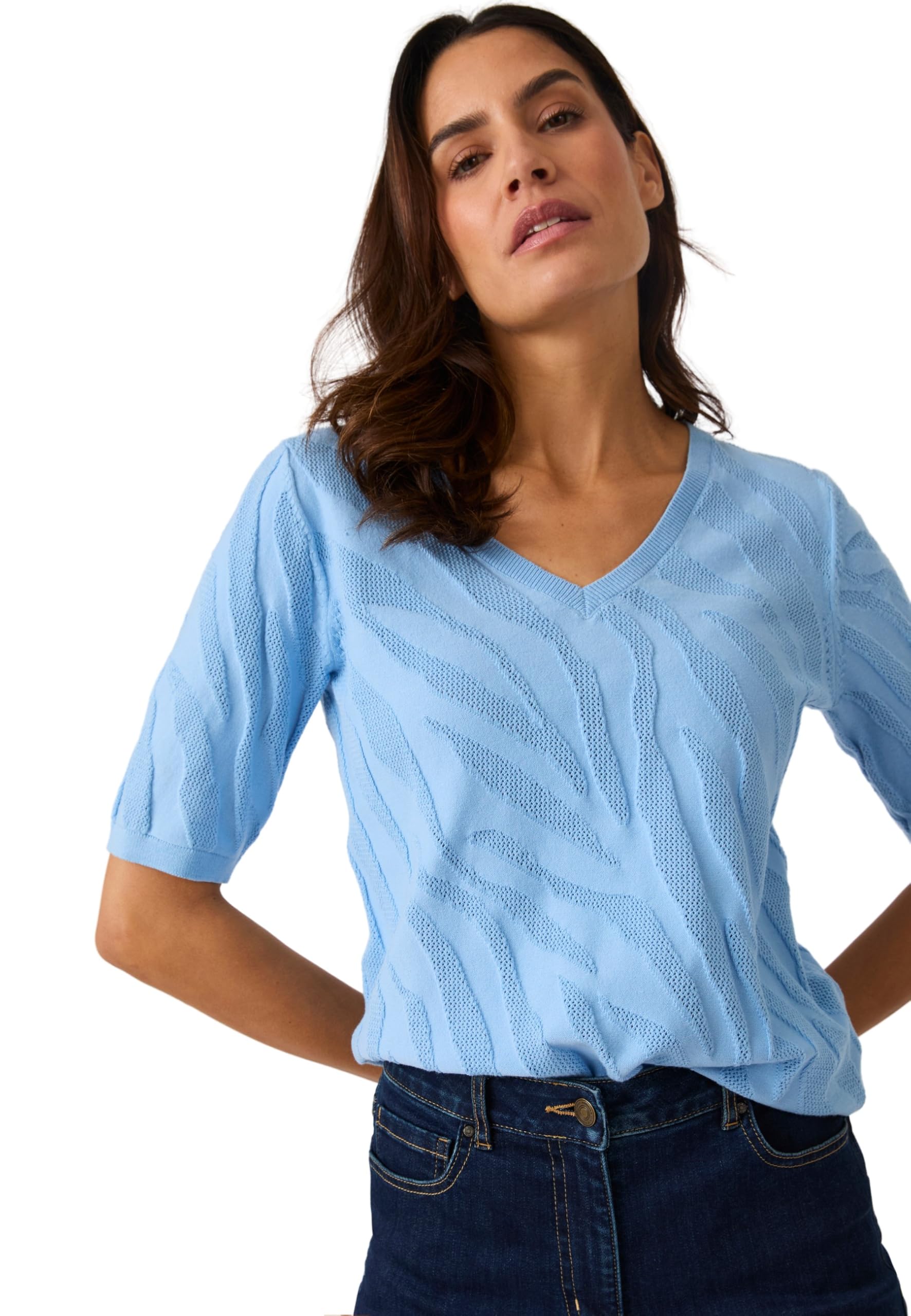 Damart Prêt-à-porter Maglione donna scollo a V bianco 38-44 in cotone