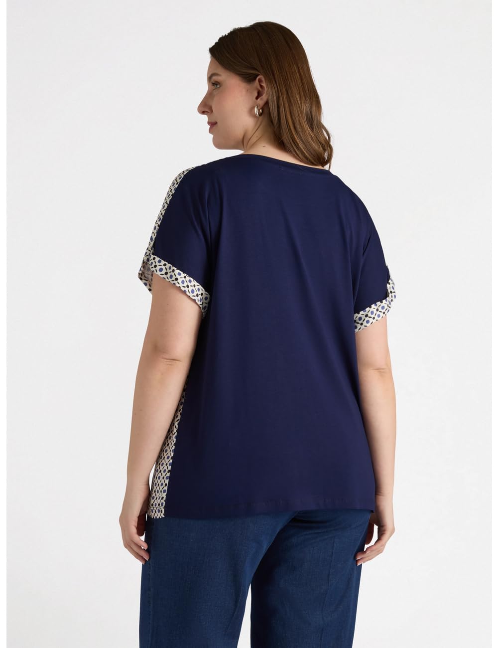 Fiorella Rubino Top e t-shirt T-Shirt bimaterica Fantasia Optical micro pois