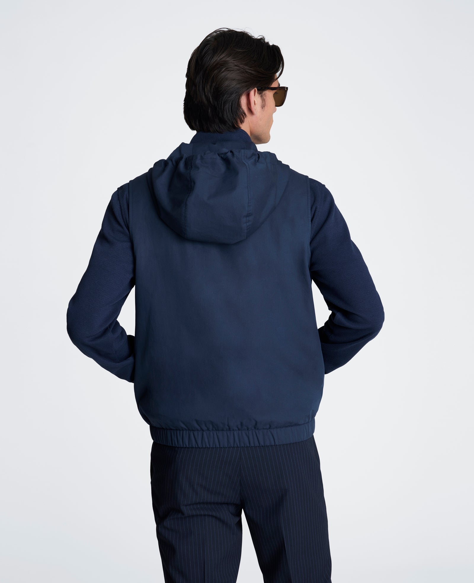 Kenneth Cole Reaction Clothing Gathered Bottom Vest gilet blu navy imbottito