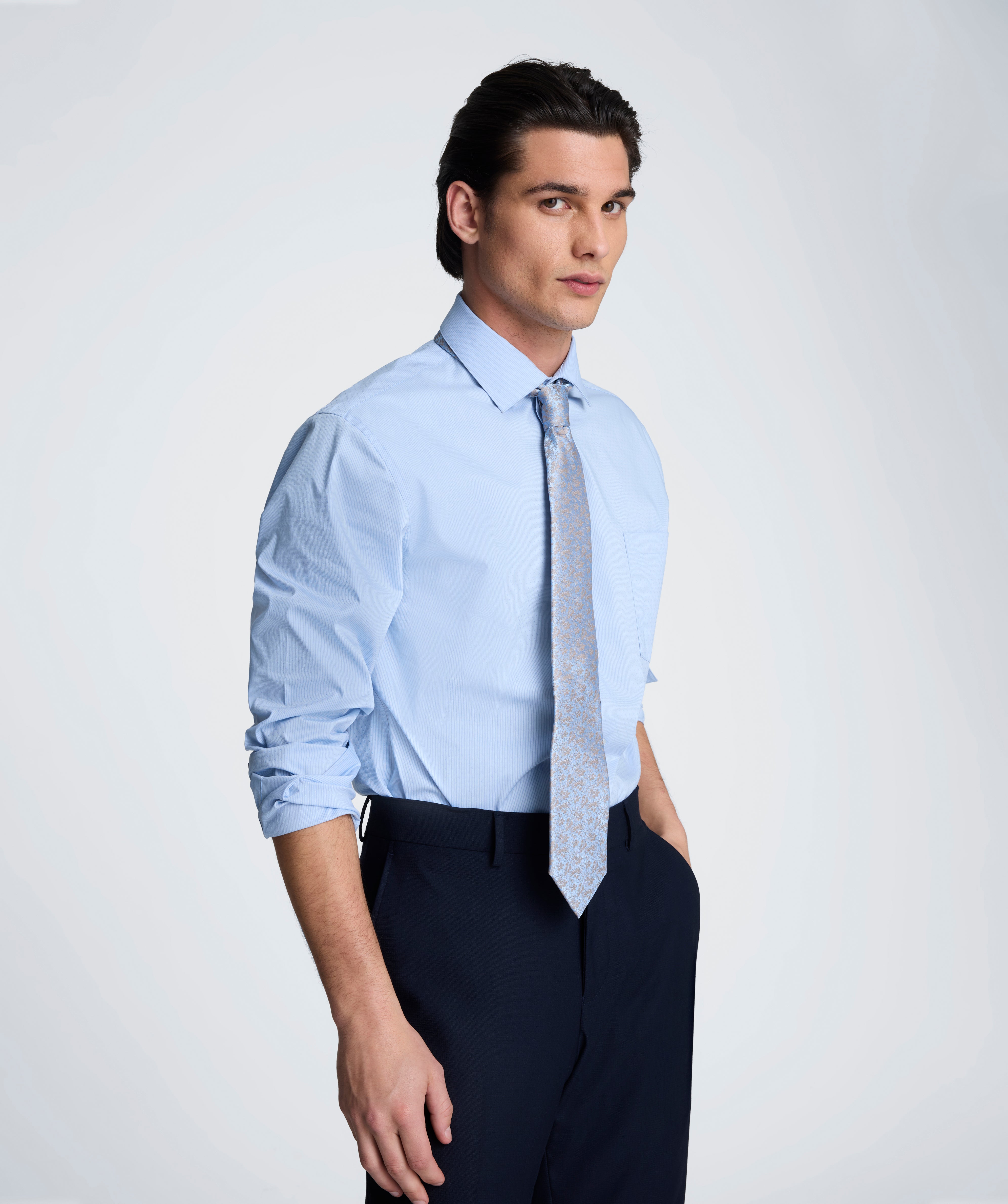 Kenneth Cole Clothing REACTION - Slim Fit Flex Stretch camicia blu righe