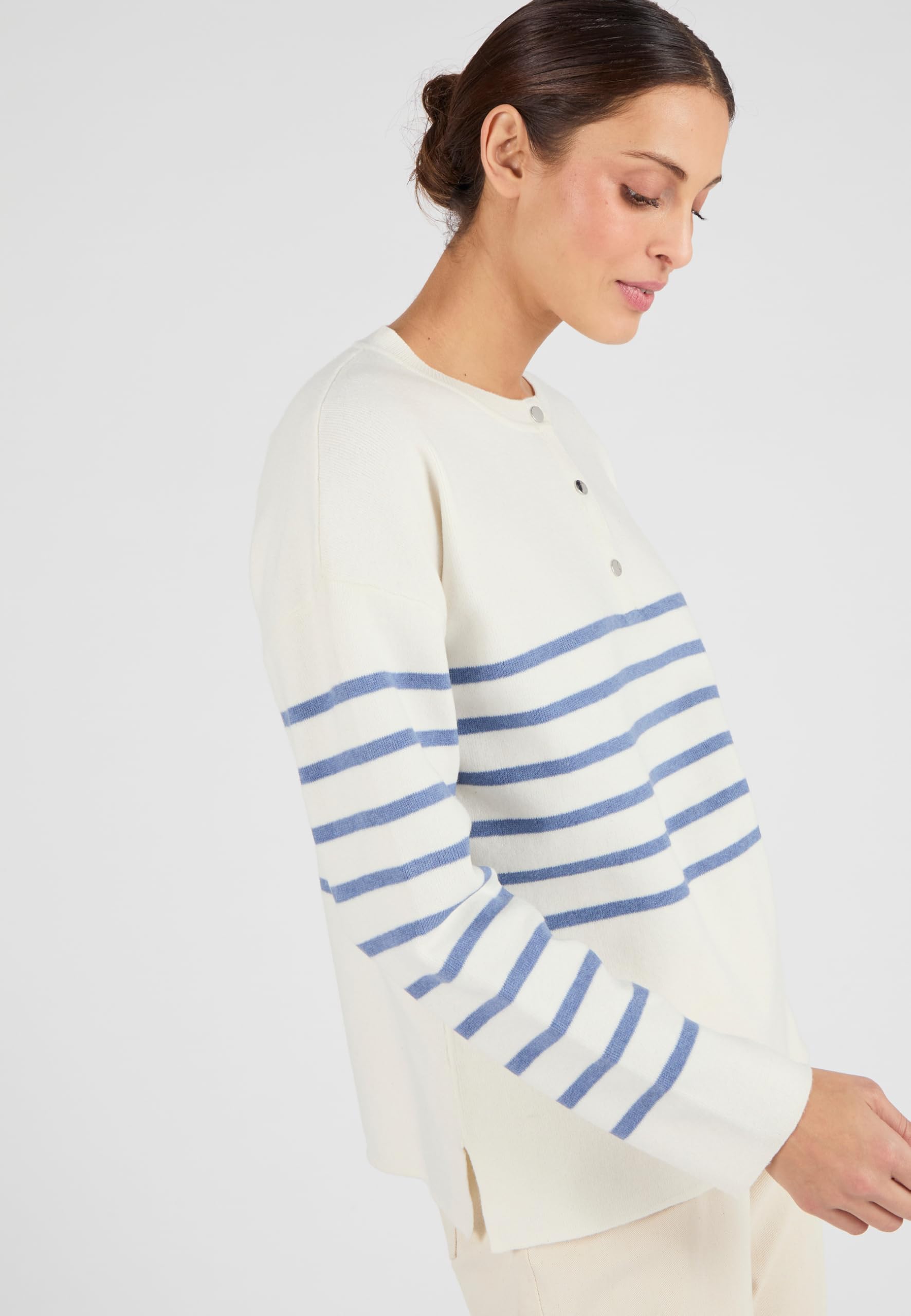 Damart Thermolactyl Marinière Esprit felpa donna bianca a righe 34/36