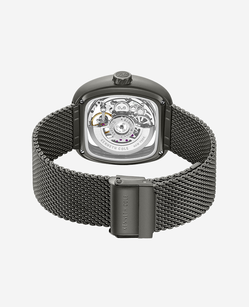 Kenneth Cole Reaction Watches Skeleton Automatic Bracelet Watch with 3-Strap Set orologio gunmetal