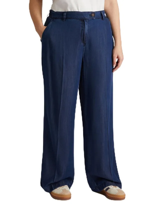 Fiorella Rubino Pantaloni Pantaloni Denim Wide Leg con Fibre in Tencel pantaloni taglia 46 Plus