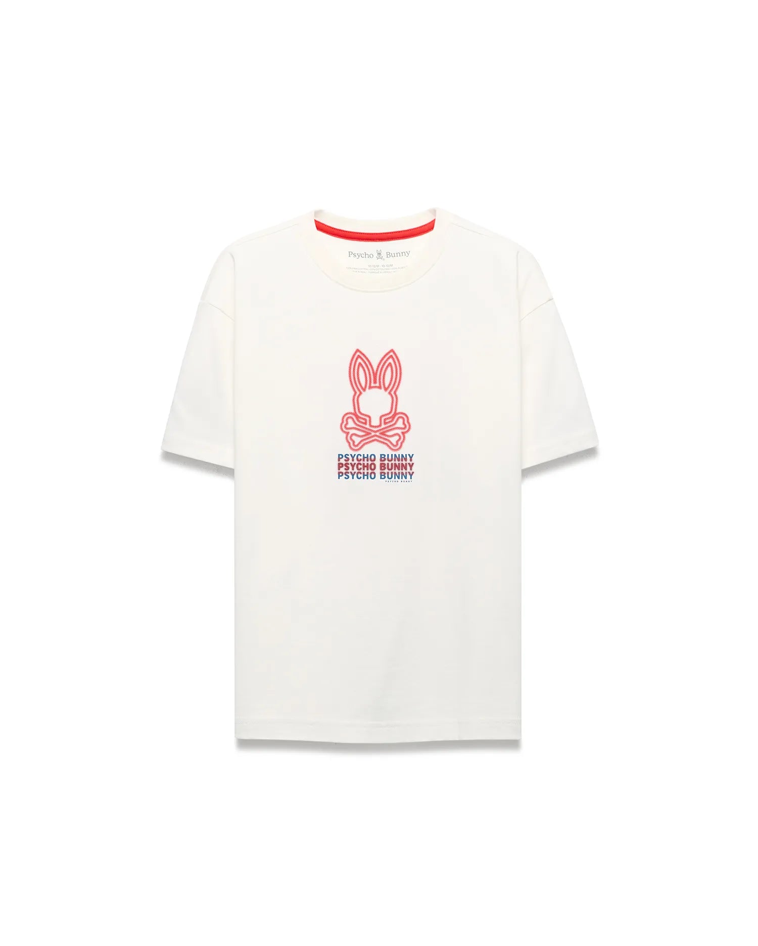 Psycho Bunny Kids Tees Alex Graphic Tee maglietta ecru in cotone Pima