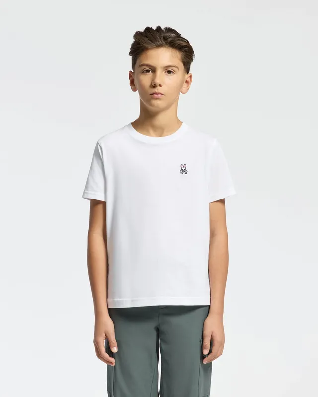 Psycho Bunny Kids Tees Classic Crew Neck Tee B0U014CRPC t-shirt bianca in cotone Pima