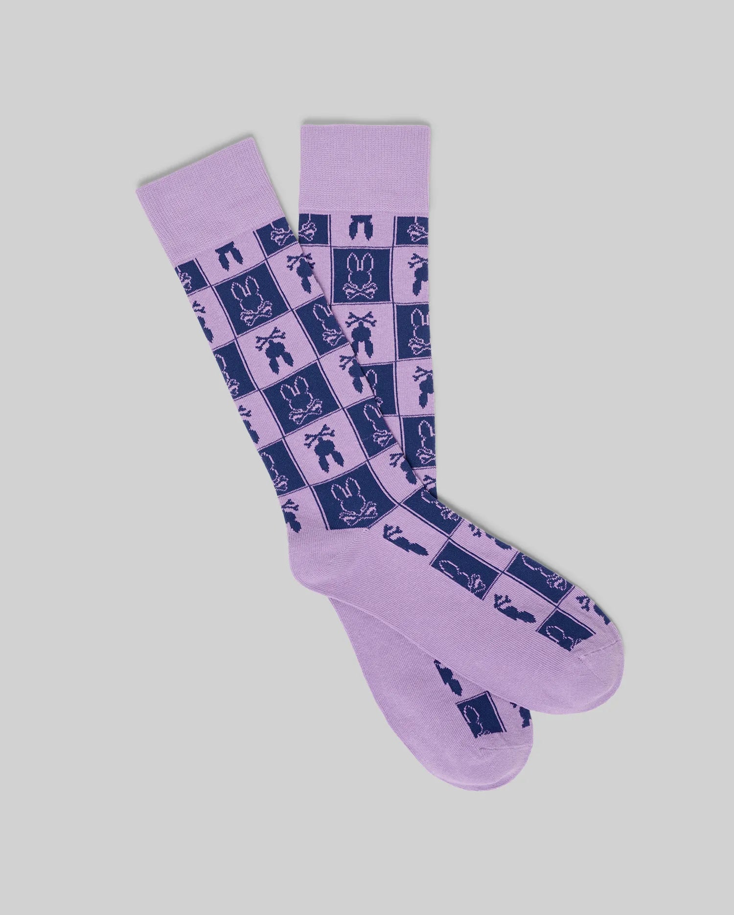Psycho Bunny Accessories All Over Square Bunny Dress Sock calze lavanda O/S cotone