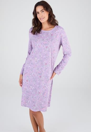 Damart Homewear camicia da notte smerata donna rosa fiori indiani