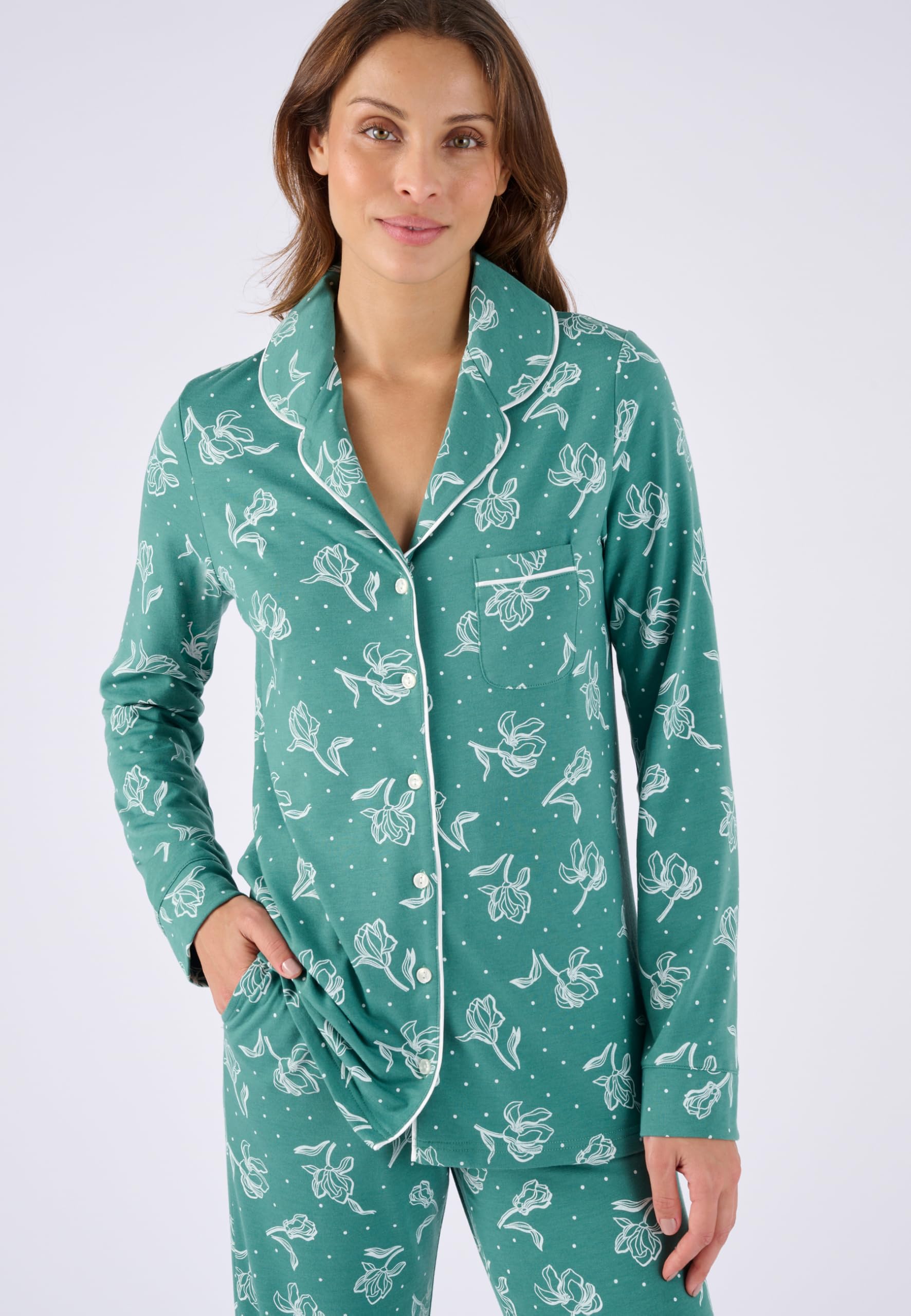 Damart Homewear pigiama da donna verde fiorito