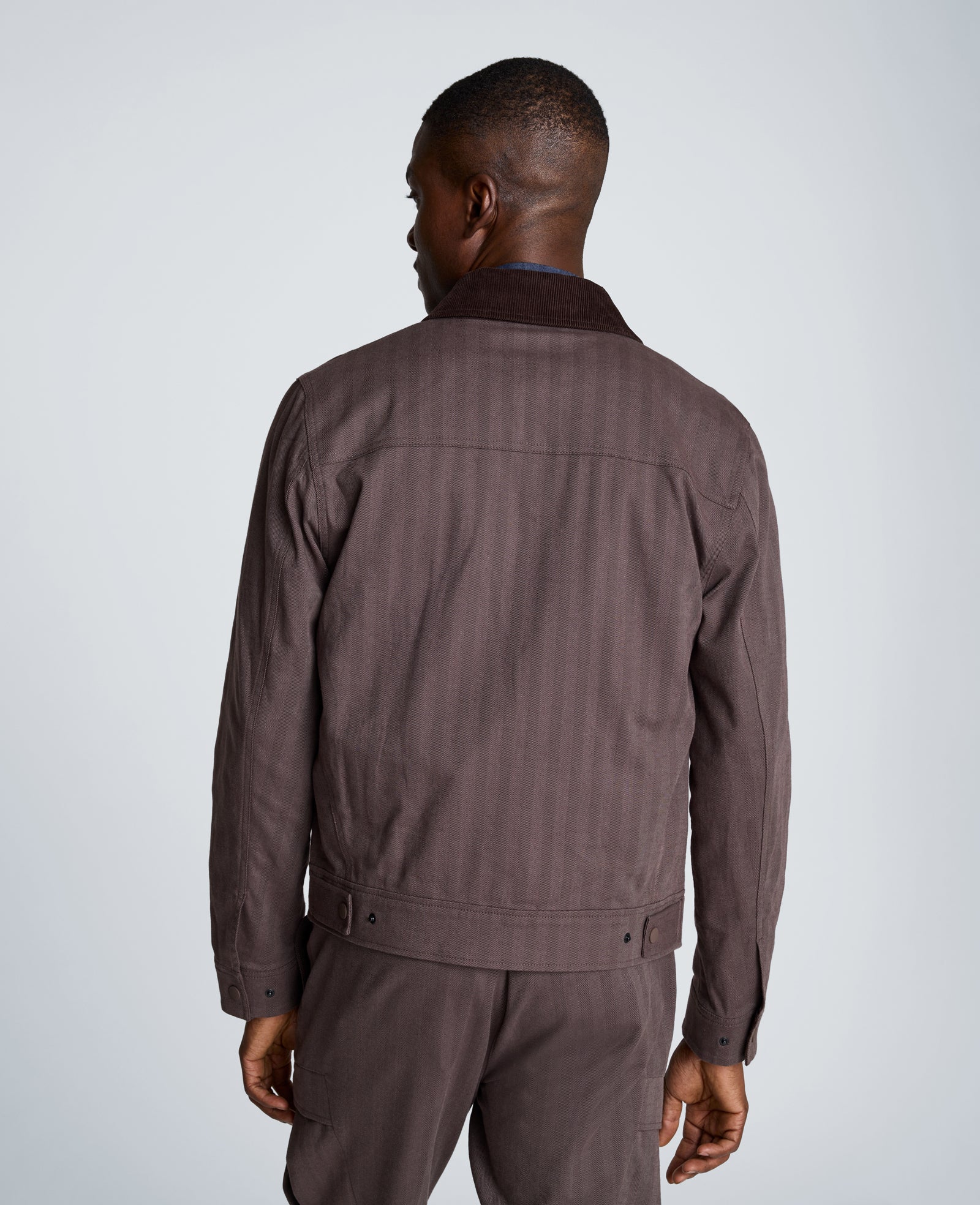 Kenneth Cole Reaction Clothing Zip Front Trucker With Contrast Collar giacca marrone