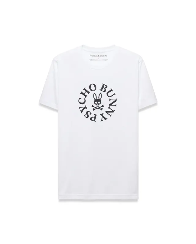 Psycho Bunny Men's Tees Vallance Graphic Tee maglietta bianca cotone Pima