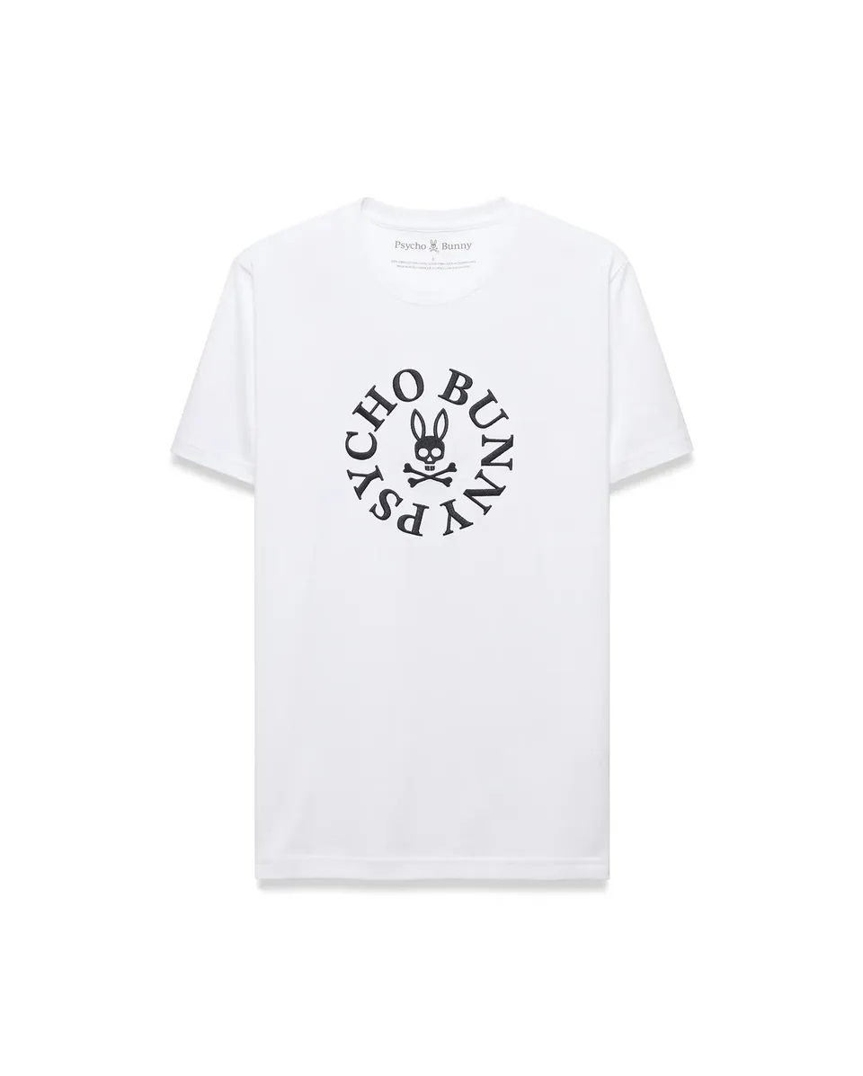 Psycho Bunny Men's Tees Vallance Graphic Tee maglietta bianca cotone Pima