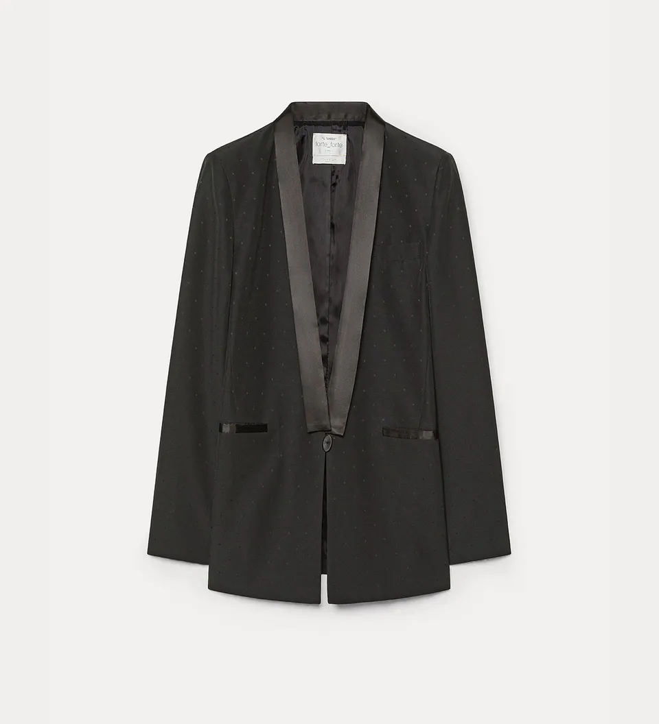 Forte giacche dinner jacket jacquard a pois nero