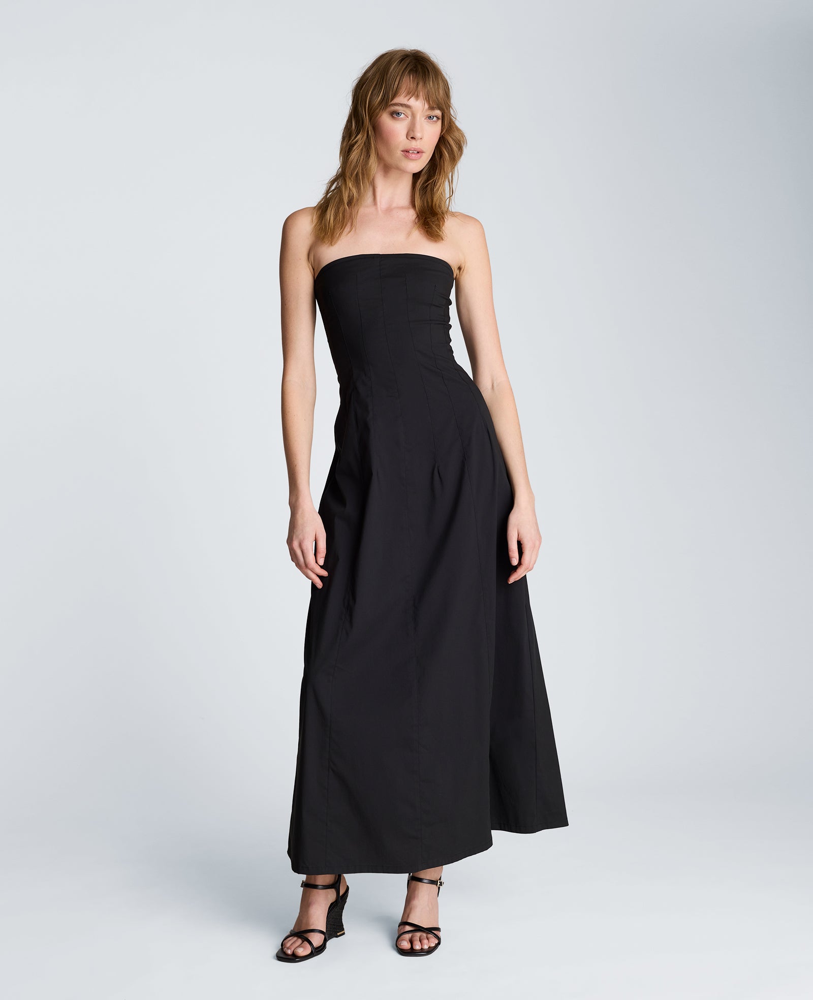 Kenneth Cole Reaction Clothing Strapless Maxi Dress abito lungo nero senza spalline