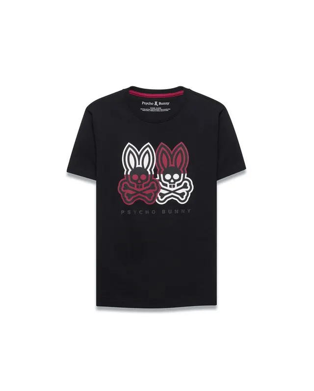 Psycho Bunny Kids Tees Ledger Graphic Tee KT0200258 t-shirt nera bambini cotone Pima