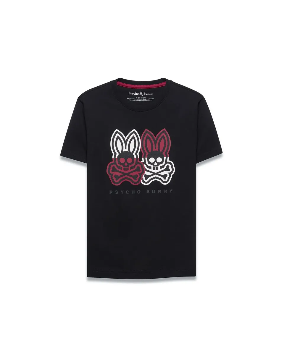 Psycho Bunny Kids Tees Ledger Graphic Tee KT0200258 t-shirt nera bambini cotone Pima
