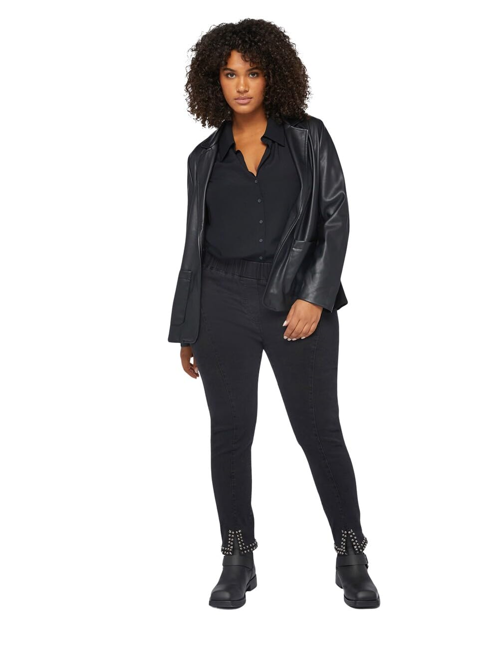Fiorella Rubino Jeans Jeggings con Borchie al Fondo 52 Plus denim nero