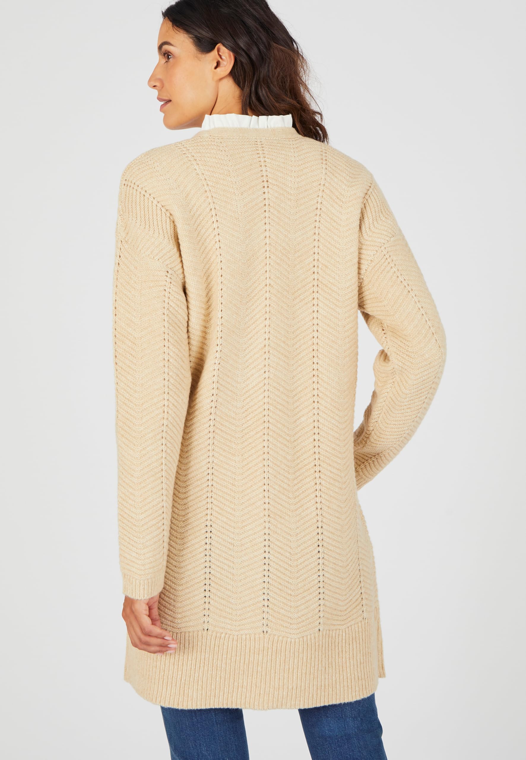 Damart Prêt-à-porter gilet lungo da donna in maglia fantasia