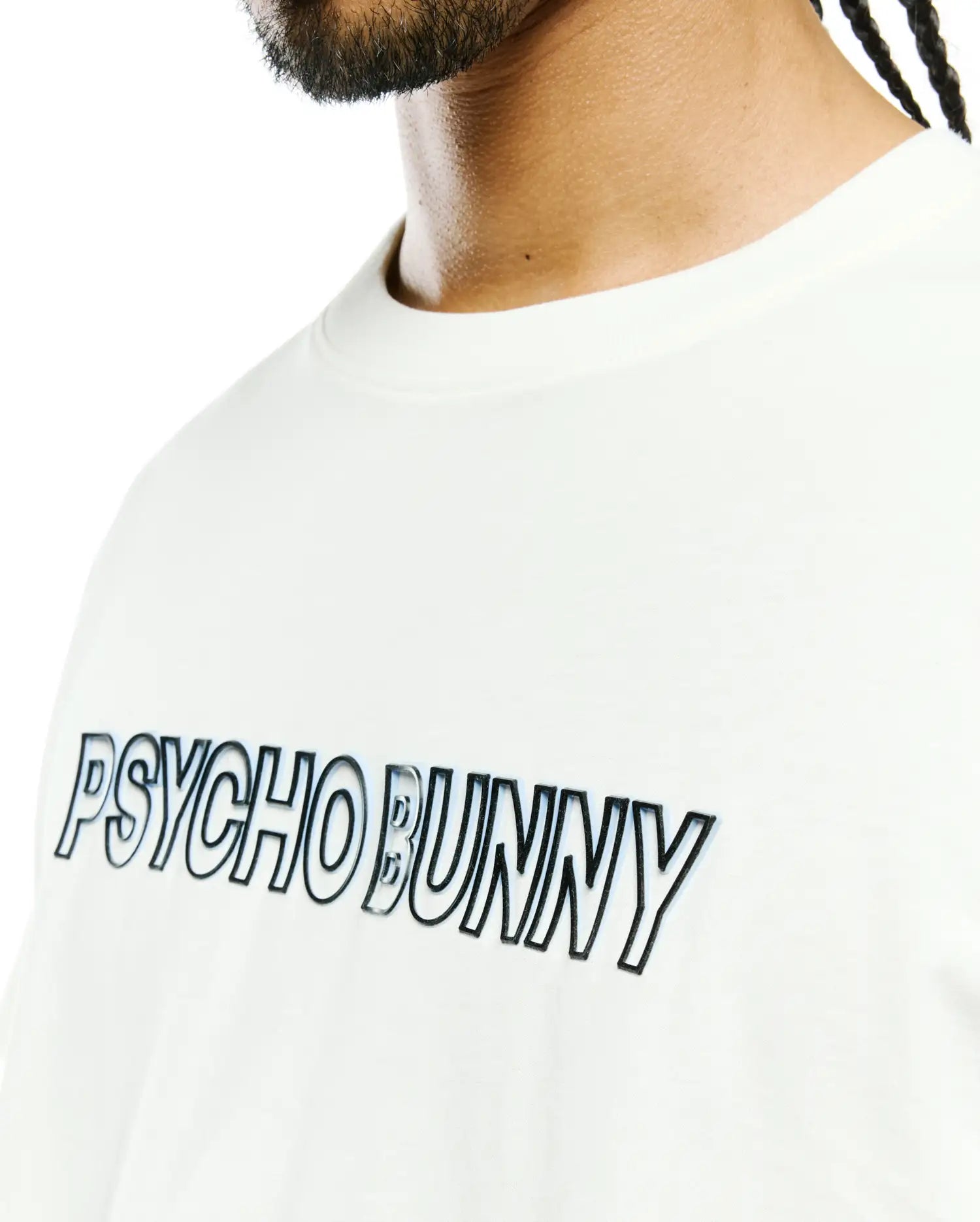 Psycho Bunny Men's Tees Men's Joji Wordmark Graphic Tee maglietta ecru
