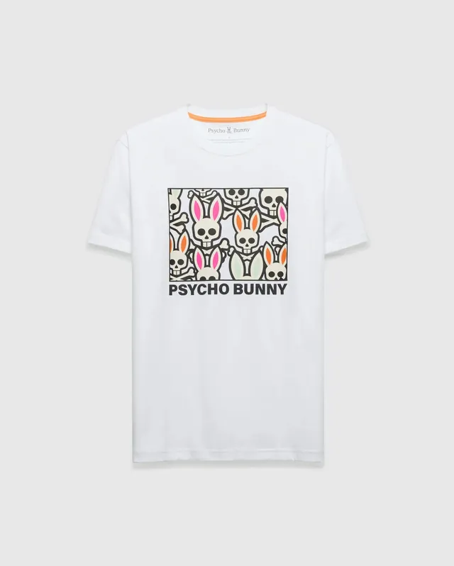 Psycho Bunny Men's Tees Byron Graphic Tee maglietta bianca cotone Pima